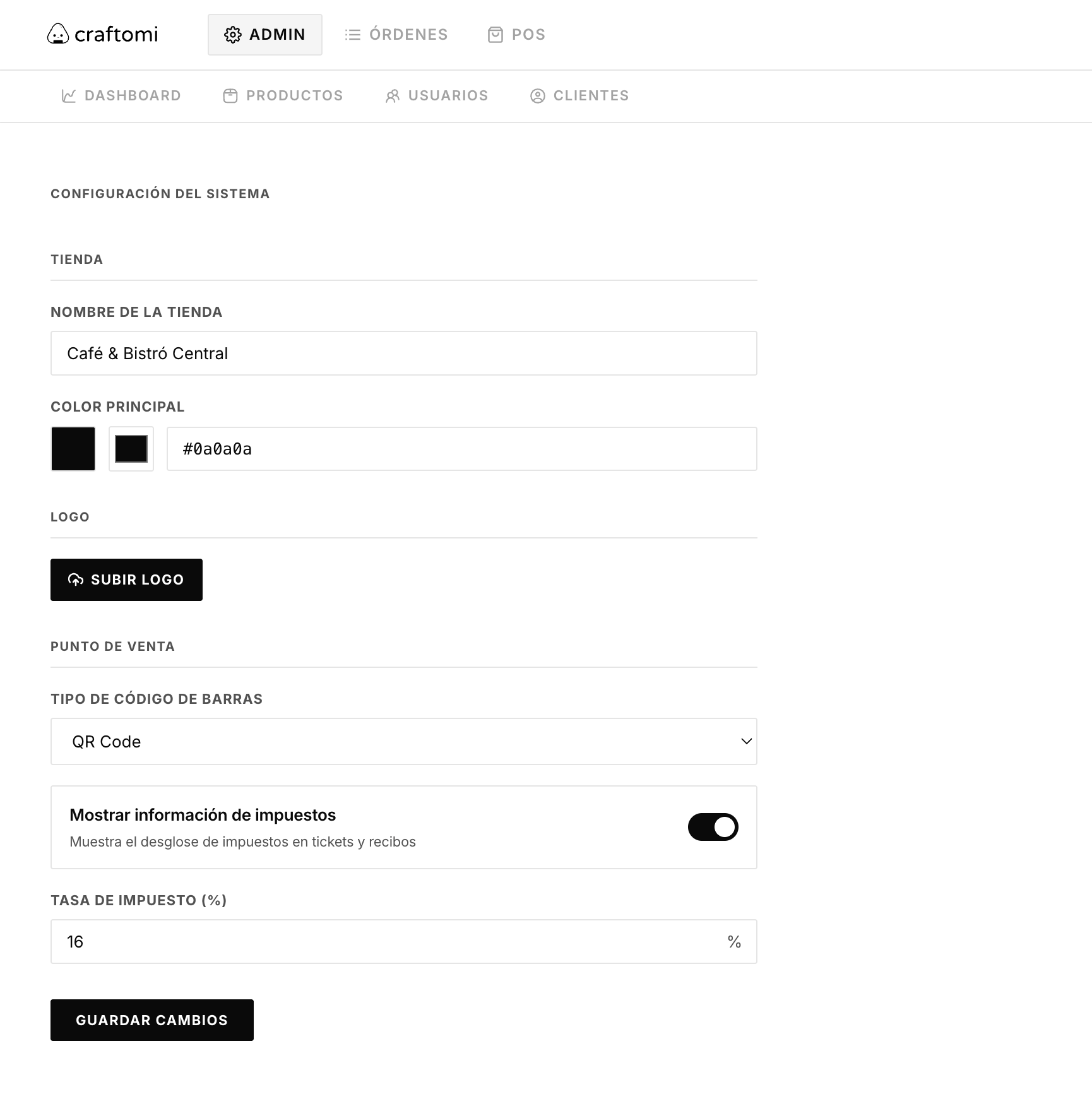 Admin — Configuración